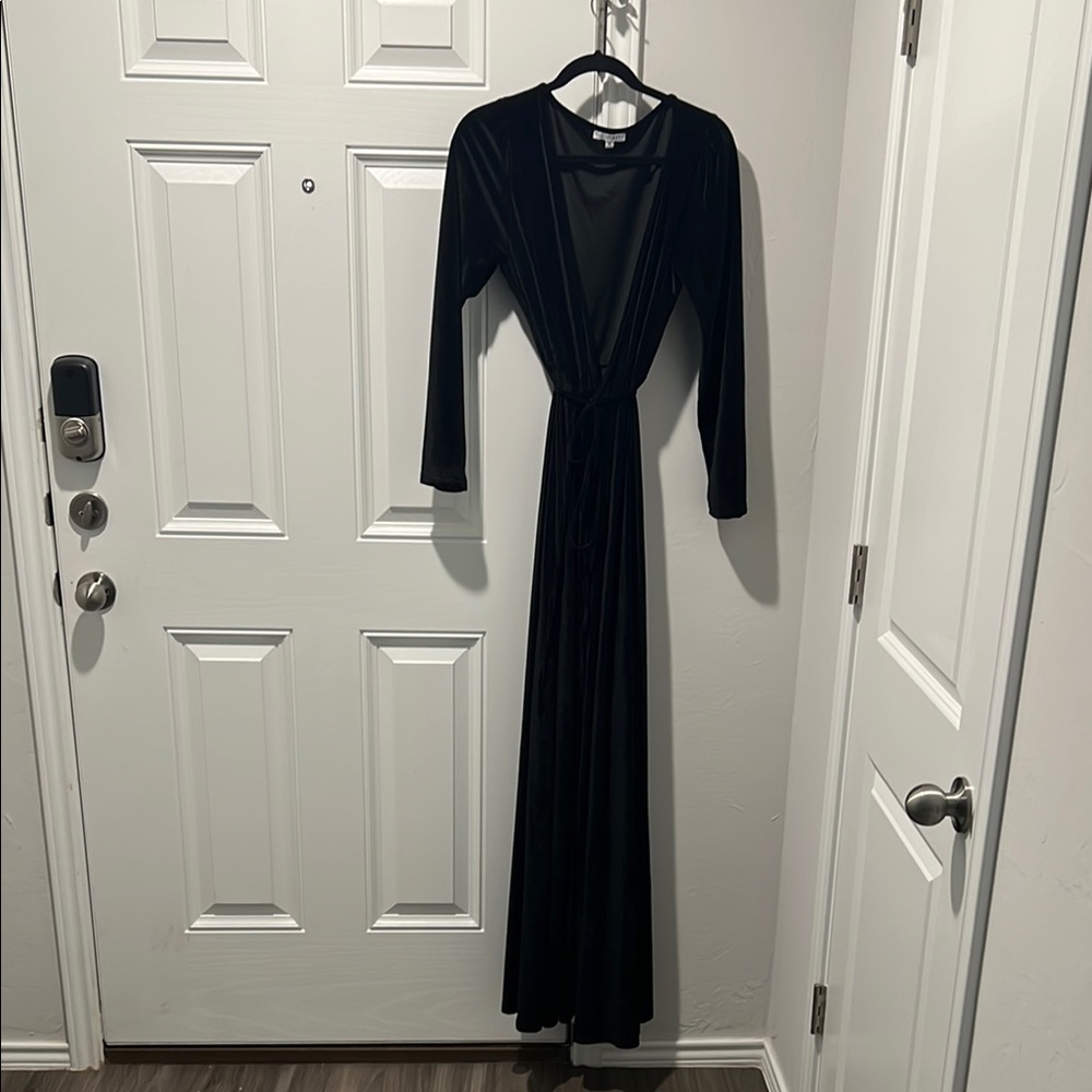 Baltic Born Black Wrap Tie Front Gown